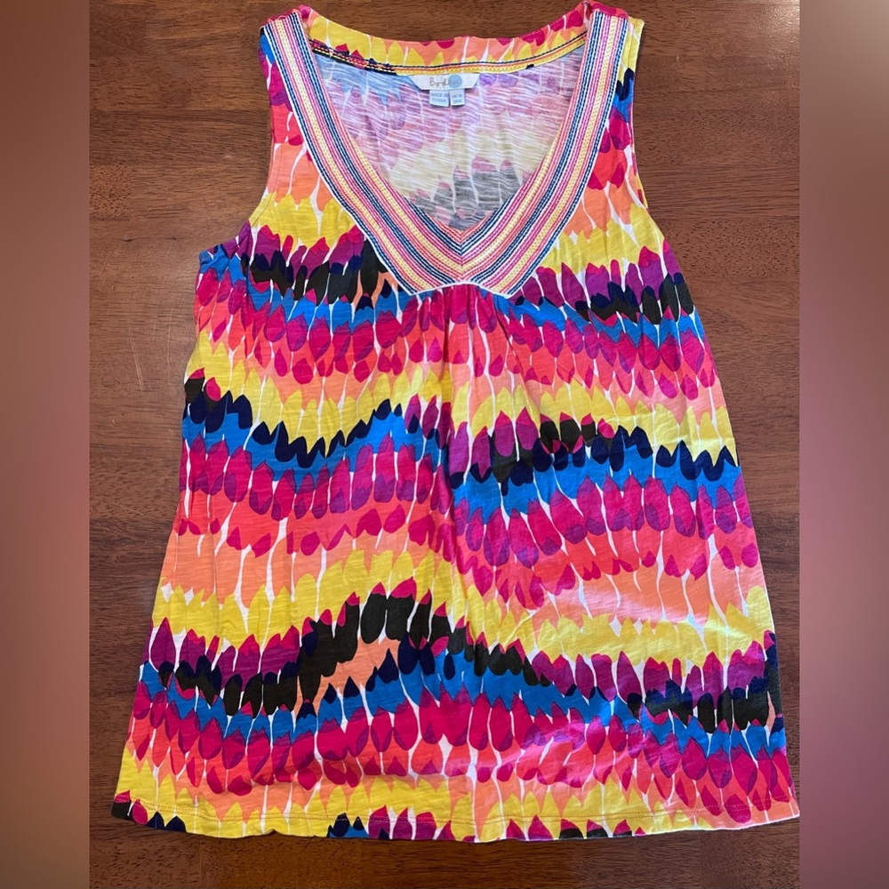 Boden V Neck Tank Bright Colors Sz 6 S